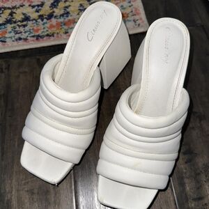 Circus by Sam Edelman White and Cream Square Toe Platform Block Heels